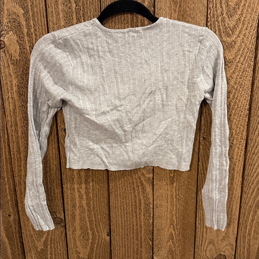 Garage Women's Light Gray Ribbed Button-Down Top~P/S - Picture 4 of 7
